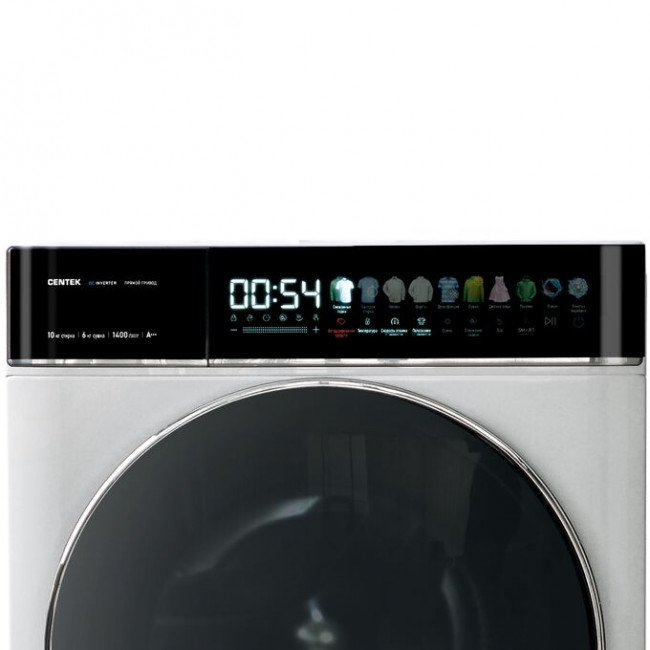 Стиральная машина Centek CT-1975 (белый) 1400/10кг/52см/Прямой привод/Цветной сенсор/Сушка 6кг/A+++ Стиральная машина Centek CT-1975 (белый) 1400/10кг/52см/Прямой привод/Цветной сенсор/Сушка 6кг/A+++