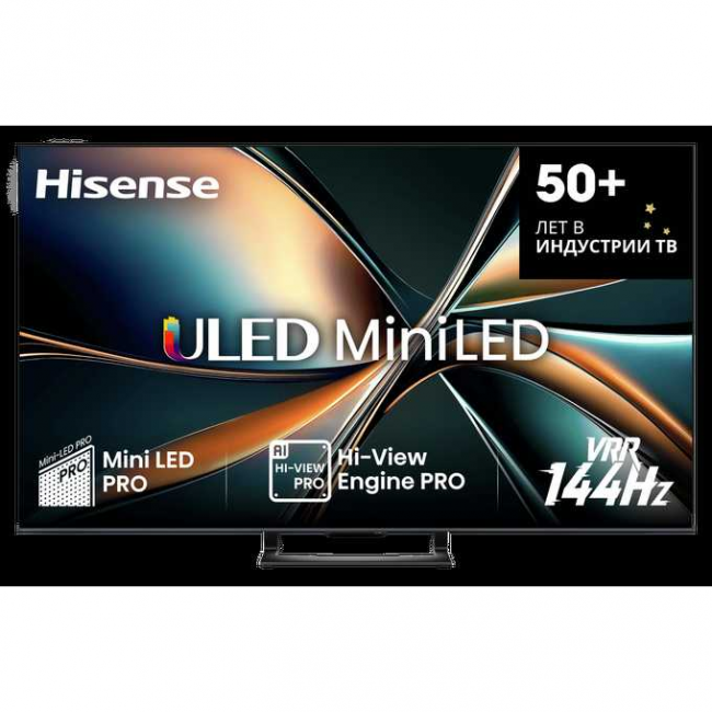 65" Телевизор Hisense 65U7Q QLED черный 3840x2160, 4K Ultra HD, 144 Гц, Wi-Fi, Smart TV, VIDAA