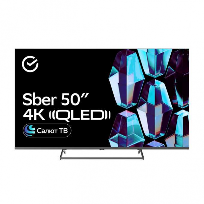 50" Телевизор Sber SDX 50UQ5231 QLED тёмно-серый 3840x2160, 4K Ultra HD, 60 Гц, Wi-Fi, Smart TV, Салют ТВ