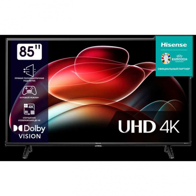 85" Телевизор Hisense 85A6K черный 3840x2160, 4K Ultra HD, 60 Гц, Wi-Fi, Smart TV, VIDAA