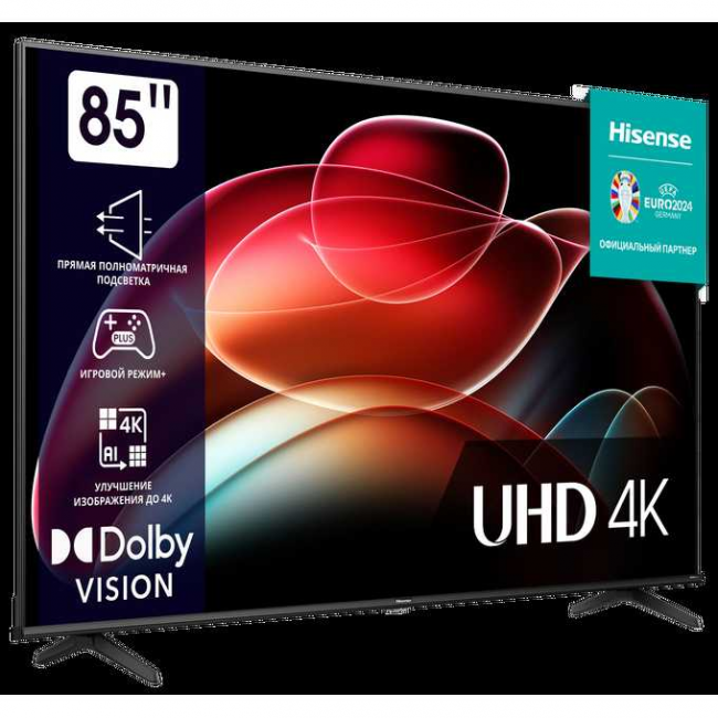 85" Телевизор Hisense 85A6K черный 3840x2160, 4K Ultra HD, 60 Гц, Wi-Fi, Smart TV, VIDAA