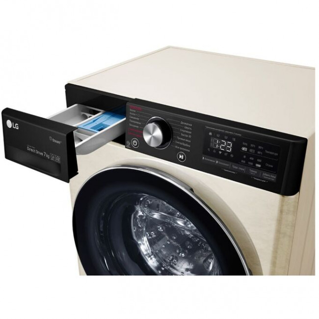 Стиральная машина LG F2V5HS9B 85x60x45см кл.:A фронт. макс.:7кг бежевый, люк-черный, 1200 об/мин