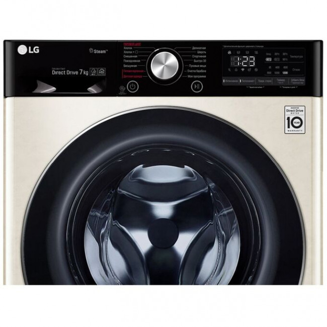 Стиральная машина LG F2V5HS9B 85x60x45см кл.:A фронт. макс.:7кг бежевый, люк-черный, 1200 об/мин