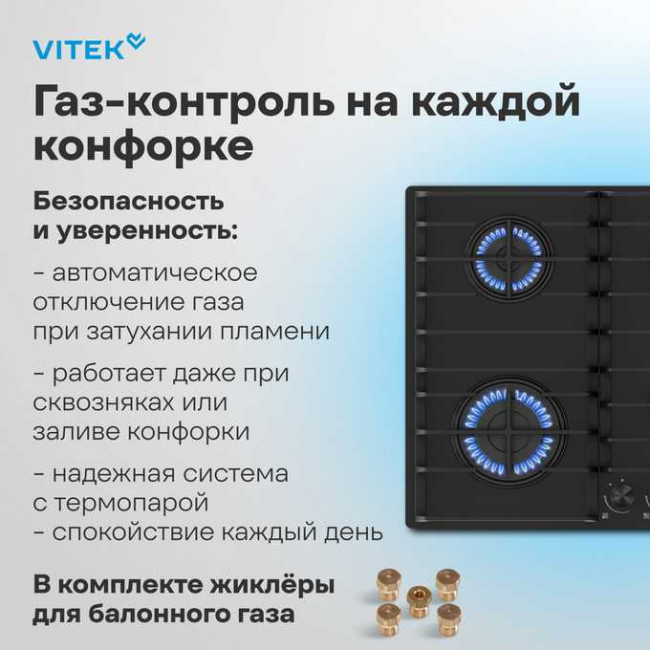 Варочная поверхность Vitek VGH 6420 BG стекло черное