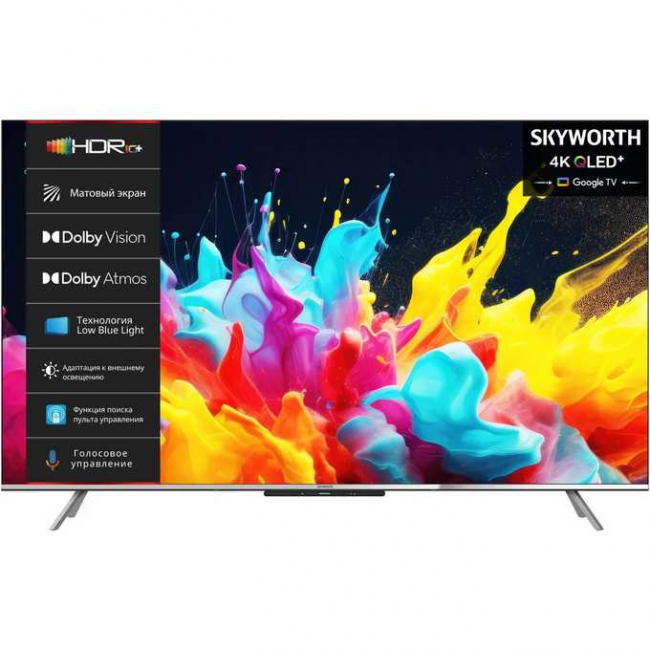 65" Телевизор Skyworth 65Q66G QLED титан 3840x2160, 4K Ultra HD, 60 Гц, Wi-Fi, Smart TV, Google TV