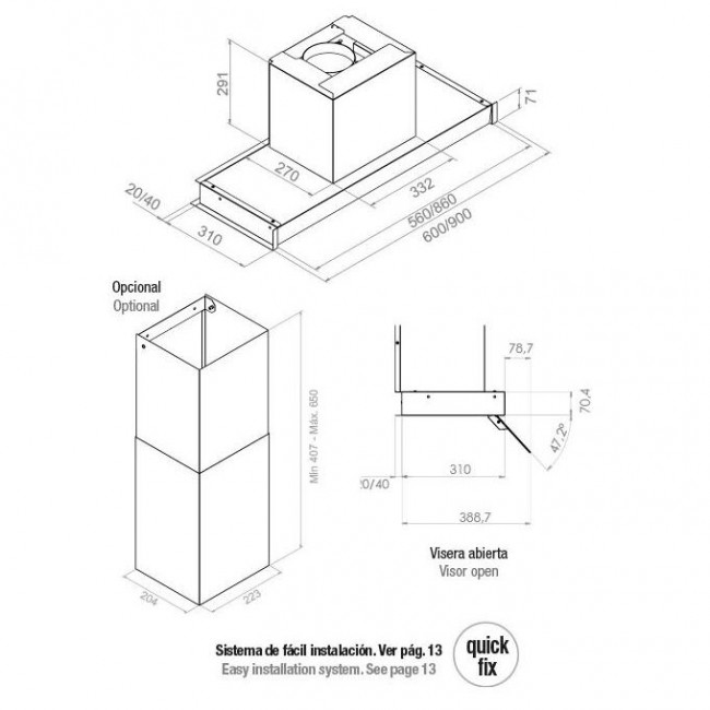 Вытяжка PANDO TIS/60 CR.Negro V.850 Вытяжка PANDO TIS/60 CR.Negro V.850