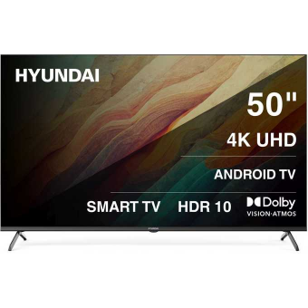 50" Телевизор Hyundai H-LED50BU7009 черный 3840x2160, Ultra HD, 60 Гц, Wi-Fi, Smart TV, Android TV