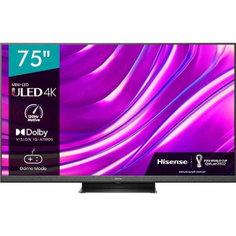 75" Телевизор Hisense 75U8KQ серый 3840x2160, 4K Ultra HD, 120 Гц, Wi-Fi, Smart TV, VIDAA
