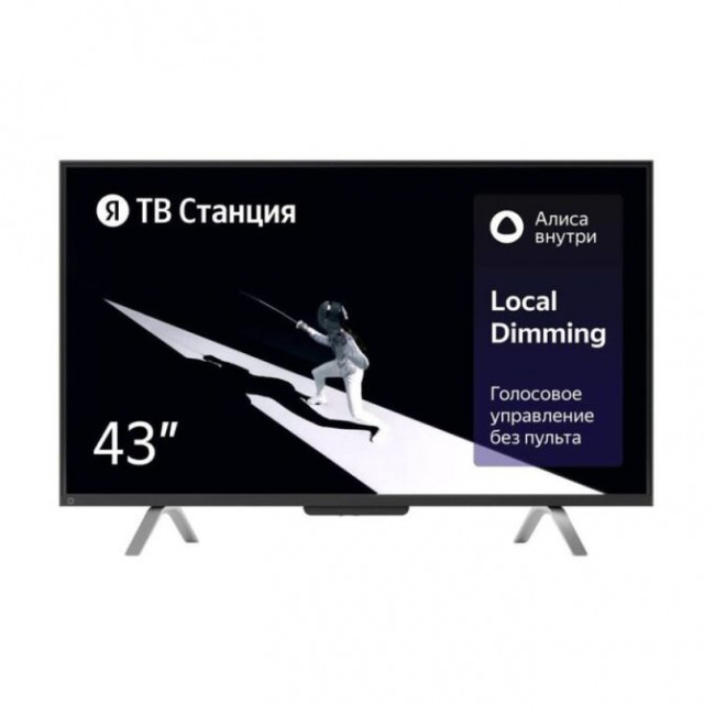 43" Телевизор YANDEX YNDX-00091 черный 3840x2160, Frameless, 4К Ultra HD, 60 Гц, WIFI, SMART TV, ТВ Станция с Алисой