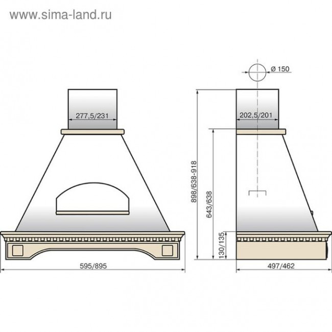 Вытяжка Elikor Бельведер флореале 60П-650-П3Д беж/дуб неокр.