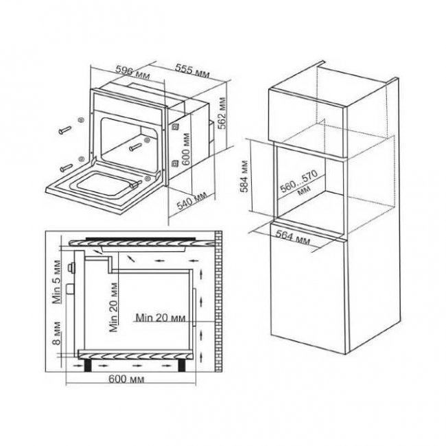 Духовой шкаф Hyundai 6006.03 BG черное стекло Духовой шкаф Hyundai 6006.03 BG черное стекло
