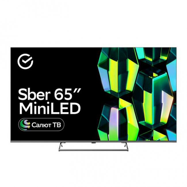 65" Телевизор Sber SDX 65UML7450 Mini-LED темно-серый 3840x2160, 4K Ultra HD, 120 Гц, Wi-Fi, Smart TV, Салют ТВ