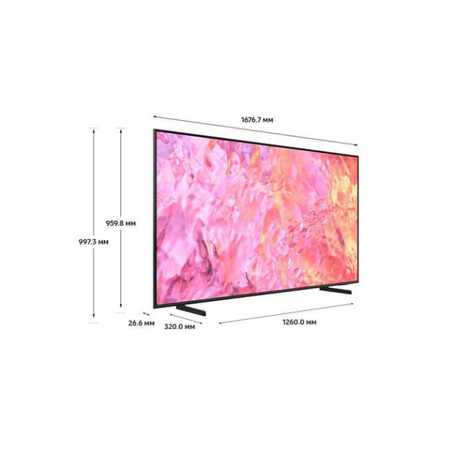 75" Телевизор Samsung QE75Q60CAUXRU QLED черный 3840x2160, 4K Ultra HD, 60 Гц, Wi-Fi, Smart TV, Tizen OS