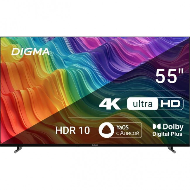 55" Телевизор Digma DM-LED55UBB33 черный 3840x2160, 4K Ultra HD, 60 Гц, Wi-Fi, Smart TV, Яндекс.ТВ