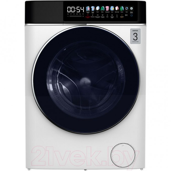 Стиральная машина Centek CT-1947 (белый) 1400 /10кг/ 52см / 11пр /Диспл/INVERTER/Сушка 6кг/Пар/A+++