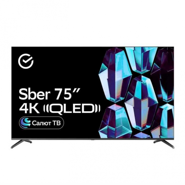 75" Телевизор Sber SDX 75UQ5233 QLED титан 3840x2160, 4K Ultra HD, 60 Гц, Wi-Fi, Smart TV, Салют ТВ