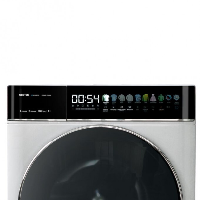 Стиральная машина Centek CT-1966 (белый) 1200/8кг/52см/Прямой привод/Цветной сенсор/Сушка 5кг/A+++