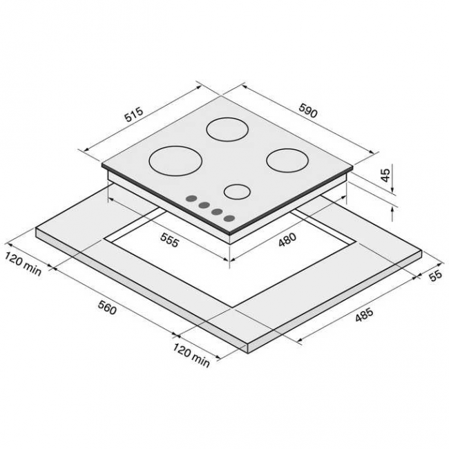 Газовая варочная поверхность KRONA Hagel 60 WH