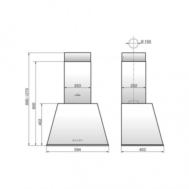 Вытяжка каминная Elikor Антрацит 60П-650-Е3Д белый/белое стекло сенсорное (1 мотор)