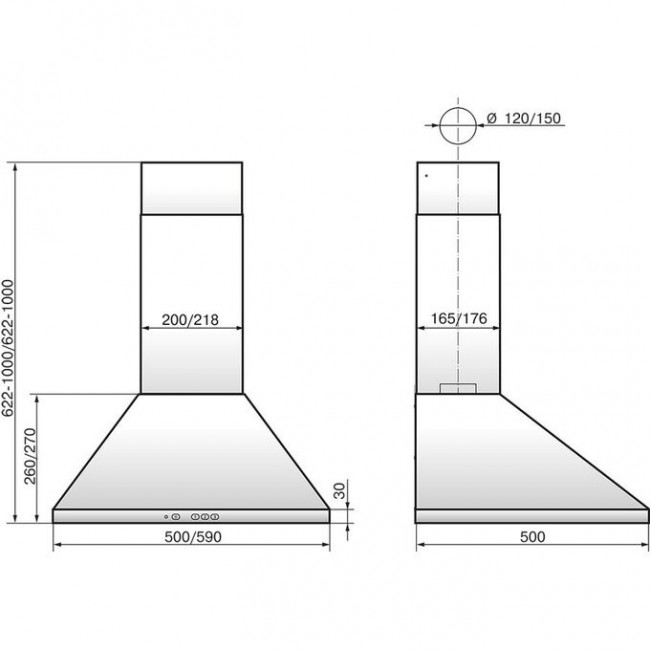 Вытяжка каминная Elikor Рубин 60П-650-К3Д черный управление: кнопочное (1 мотор)