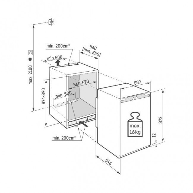 Встраиваемый холодильник LIEBHERR IRci 3950-62 001 Eiger, ниша 88, Prime, EasyFresh, без МК, door-on-door