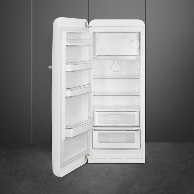 Холодильник SMEG FAB28LWH6 отдельностоящий, стиль 50-х, однокамерный, внутренняя морозильная камера, объем 270л (244 + 26) LED освещение Холодильник SMEG FAB28LWH6 отдельностоящий, стиль 50-х, однокамерный, внутренняя морозильная камера, объем 270л (244 + 26) LED освещение