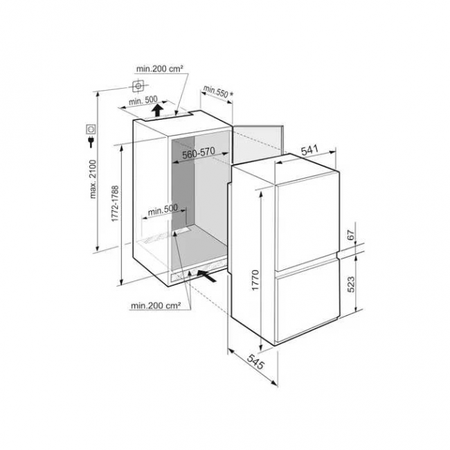 Встраиваемый холодильник Liebherr ICBSd 5122-22 001 EIGER, ниша 178, Plus, BioFresh, МК SmartFrost, 2 контейнера, door sliding,замена 3224-22