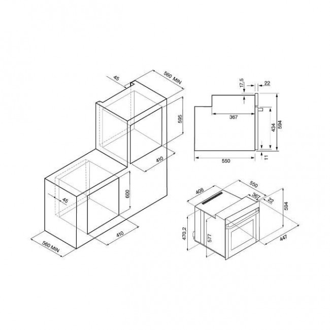 Духовой шкаф Krona Lyra 45 BL/BL