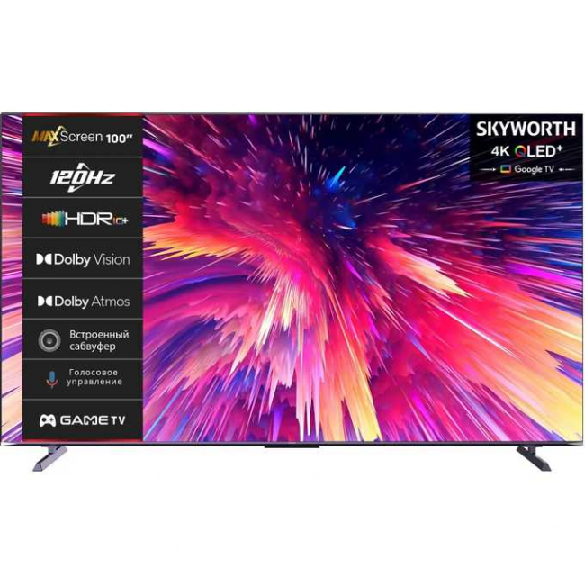 100" Телевизор Skyworth 100Q78G QLED черный 3840x2160, 4K Ultra HD, 60 Гц, Wi-Fi, Smart TV, Google TV 100" Телевизор Skyworth 100Q78G QLED черный 3840x2160, 4K Ultra HD, 60 Гц, Wi-Fi, Smart TV, Google TV