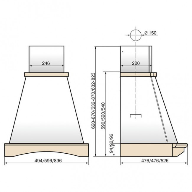 Вытяжка ELIKOR Ротонда 90P-650-P3D бежевый/дуб крем+патина золото (964121) Вытяжка ELIKOR Ротонда 90P-650-P3D бежевый/дуб крем+патина золото (964121)
