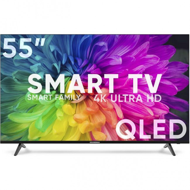 55" Телевизор Soundmax SM-QLED55T21SU QLED черный 3840x2160, 4K Ultra HD, 60 Гц, Wi-Fi, Smart TV, Android TV 55" Телевизор Soundmax SM-QLED55T21SU QLED черный 3840x2160, 4K Ultra HD, 60 Гц, Wi-Fi, Smart TV, Android TV