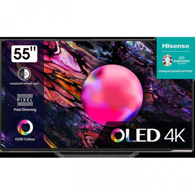 55" Телевизор Hisense 55A85K OLED черный 3840x2160, 4K Ultra HD, 120 Гц, Wi-Fi, Smart TV, VIDAA