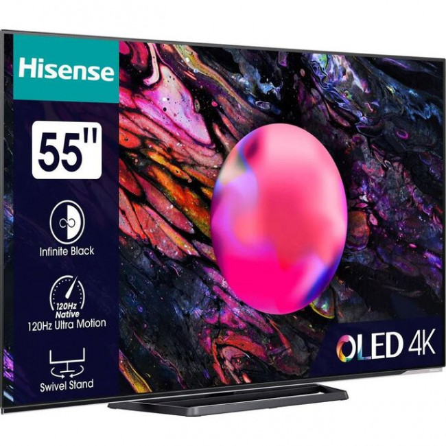 55" Телевизор Hisense 55A85K OLED черный 3840x2160, 4K Ultra HD, 120 Гц, Wi-Fi, Smart TV, VIDAA