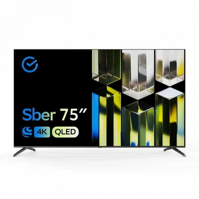 75" Телевизор Sber SDX 75UQ5231 черный QLED 3840x2160, 4K Ultra HD, 60 Гц, Wi-Fi, Smart TV, Салют ТВ