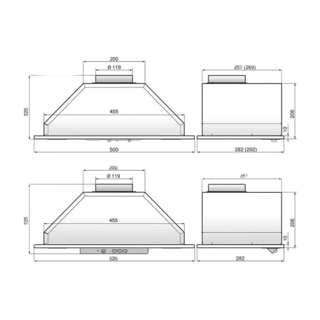 Вытяжка Elikor Врезной блок 52П-400-П3Д черный ползунковое (1 мотор)