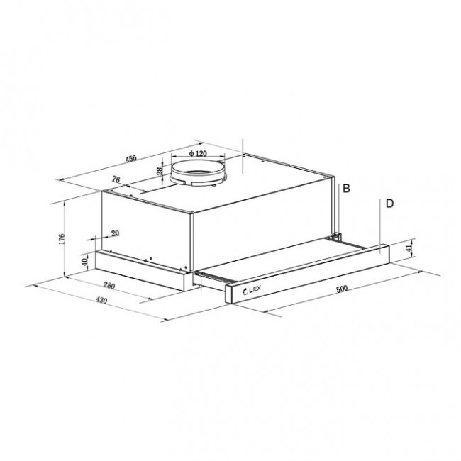 Вытяжка LEX Hide 500 черный