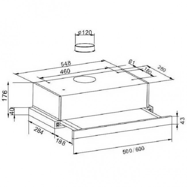 Вытяжка Amari Slide 60 ivory/glass