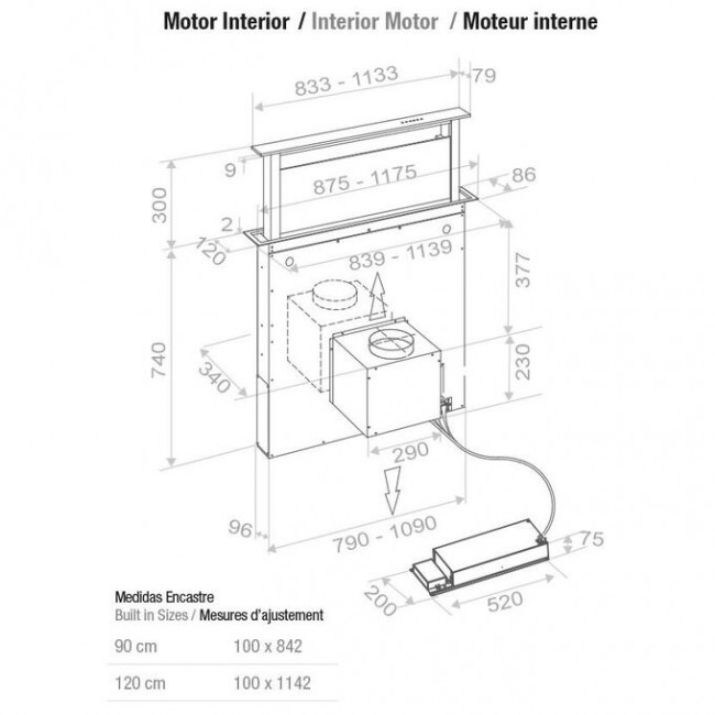 Вытяжка PANDO E-320/90 IX-CR.Touch V.950 SEC черное стекло